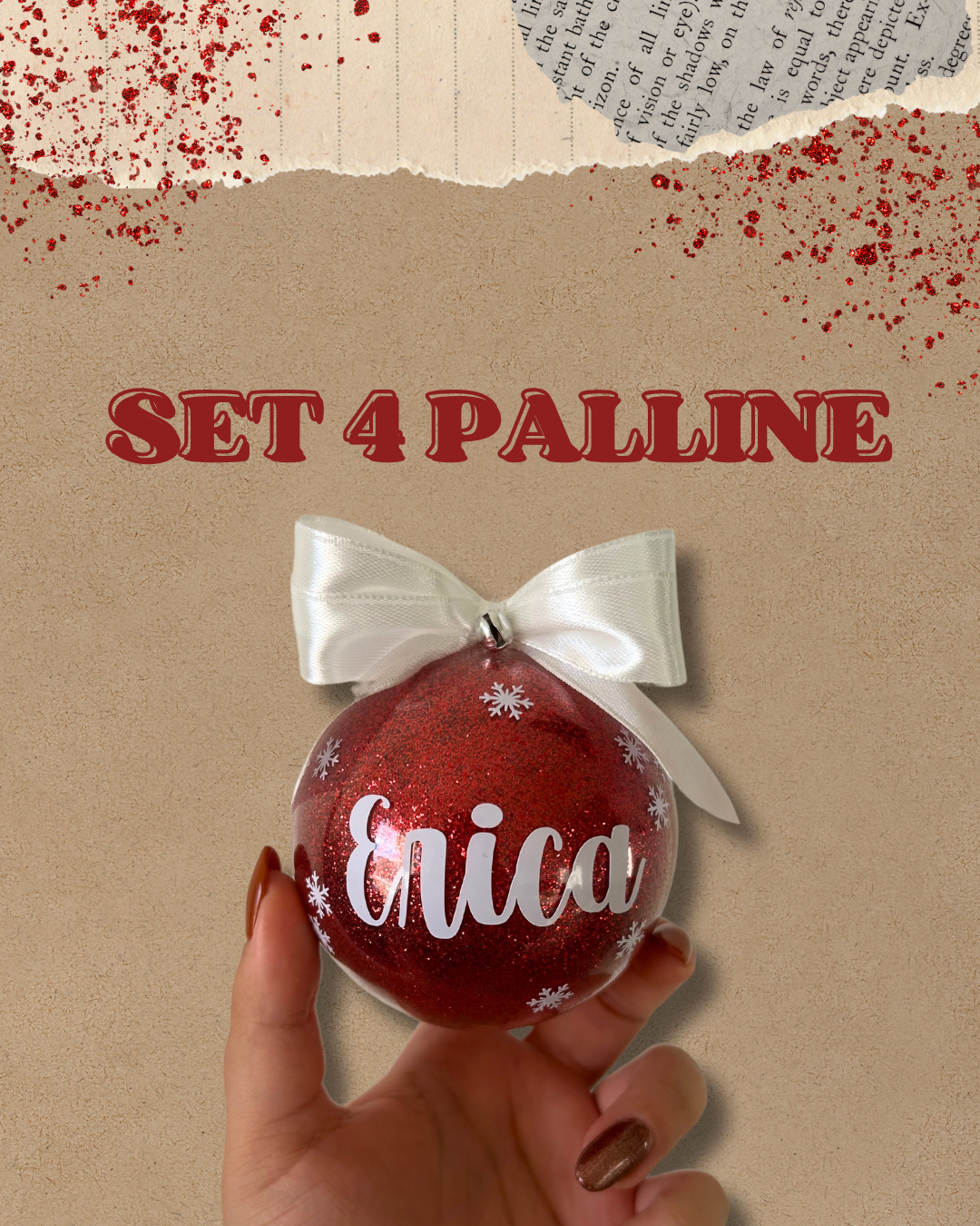 Set 4 palline - glitter